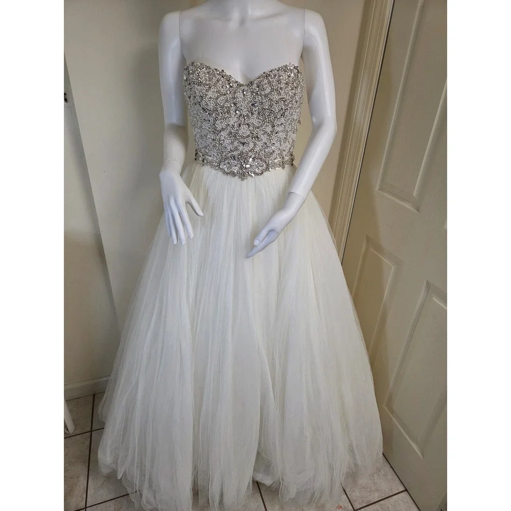Maggie Sottero Haute Couture Beaded Tulle Wedding Dress Ball Gown Ivory Size 6 - Picture 1 of 16